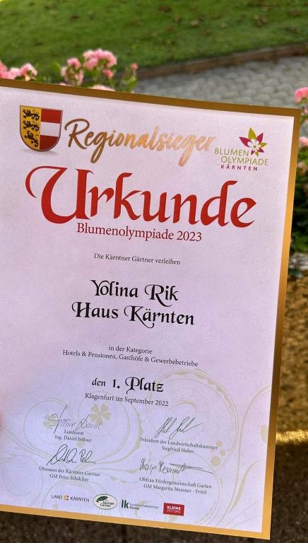 Haus Kärnten tanúsítványa, márkajelzése vagy díja