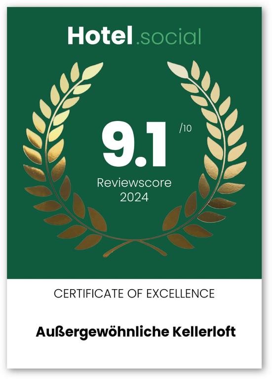 Certifikát, hodnocení, plakát nebo jiný dokument vystavený v ubytování außergewöhnliche Kellerloft