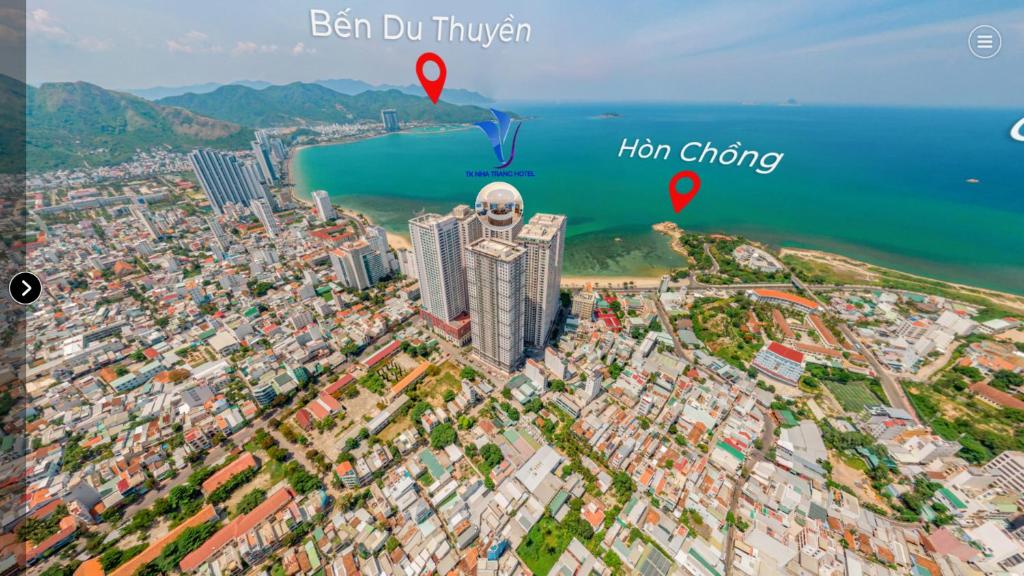 an aerial view of a city and the ocean at TK Nha Trang Hotel in Nha Trang