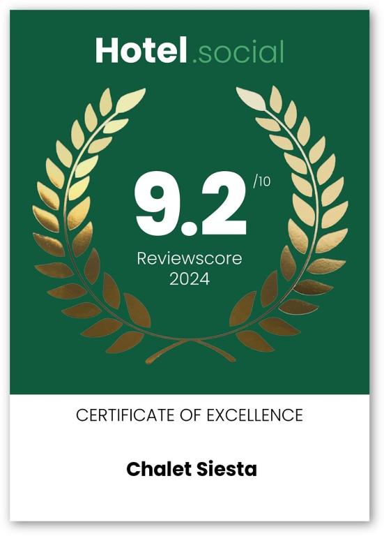 Certifikát, hodnocení, plakát nebo jiný dokument vystavený v ubytování Chalet Siesta