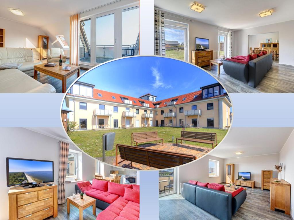 un collage de photos d'un salon et d'une maison dans l'établissement Peenemünde, Seglerhafen SB Brig 09,15, à Peenemünde