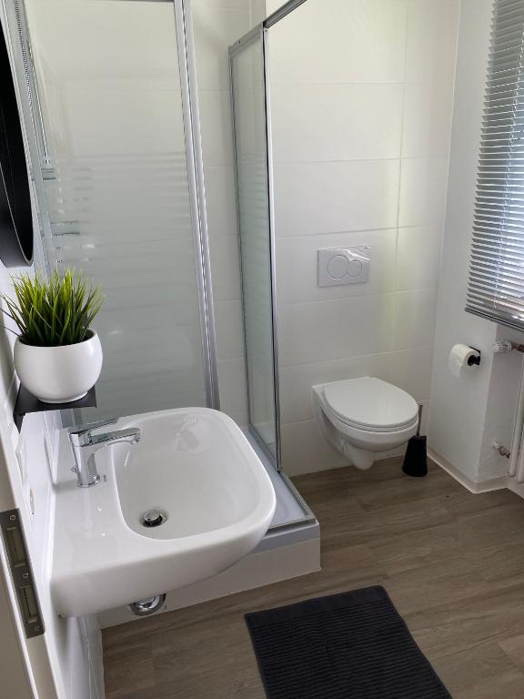 Koupelna v ubytování Apartmenthaus Selbitz