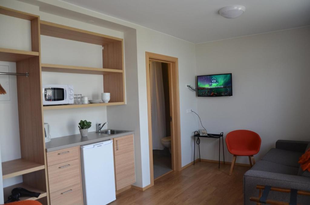 Eldhús eða eldhúskrókur á Stracta Hotel