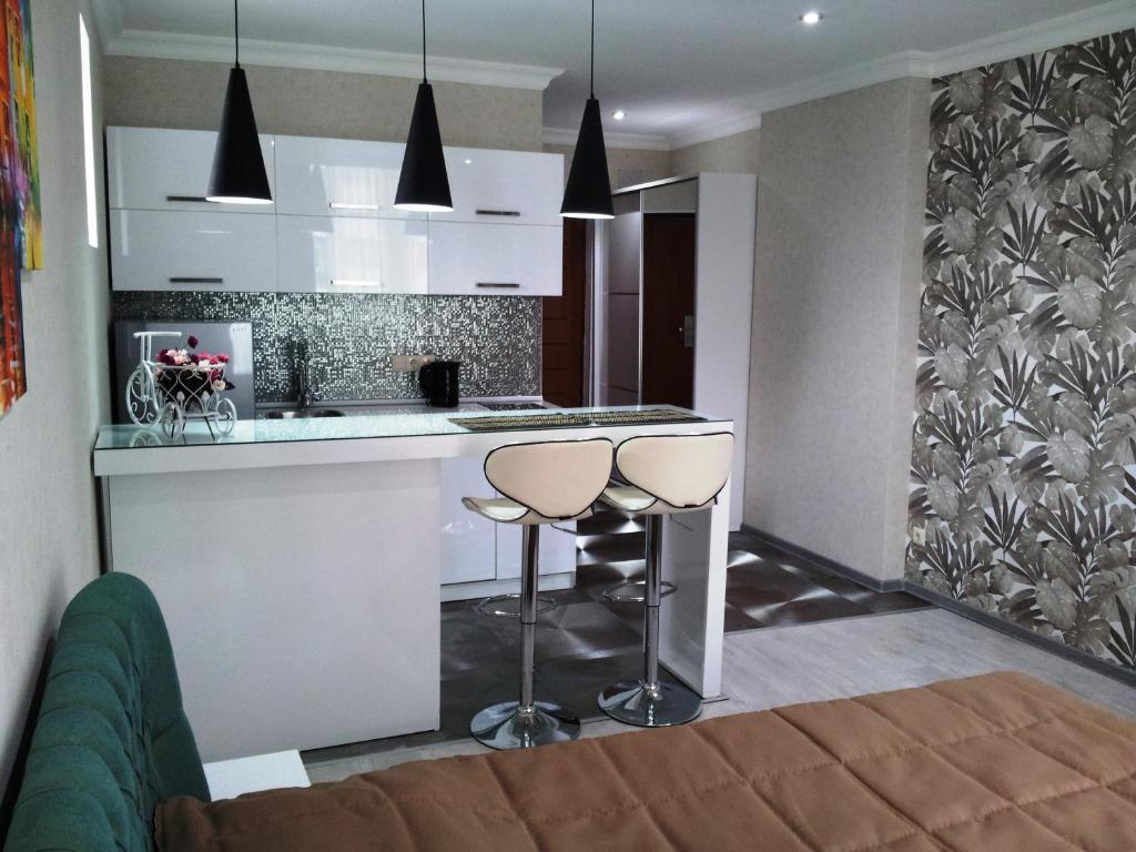 Kuchyň nebo kuchyňský kout v ubytování Sebi Apartment Batumi Towers
