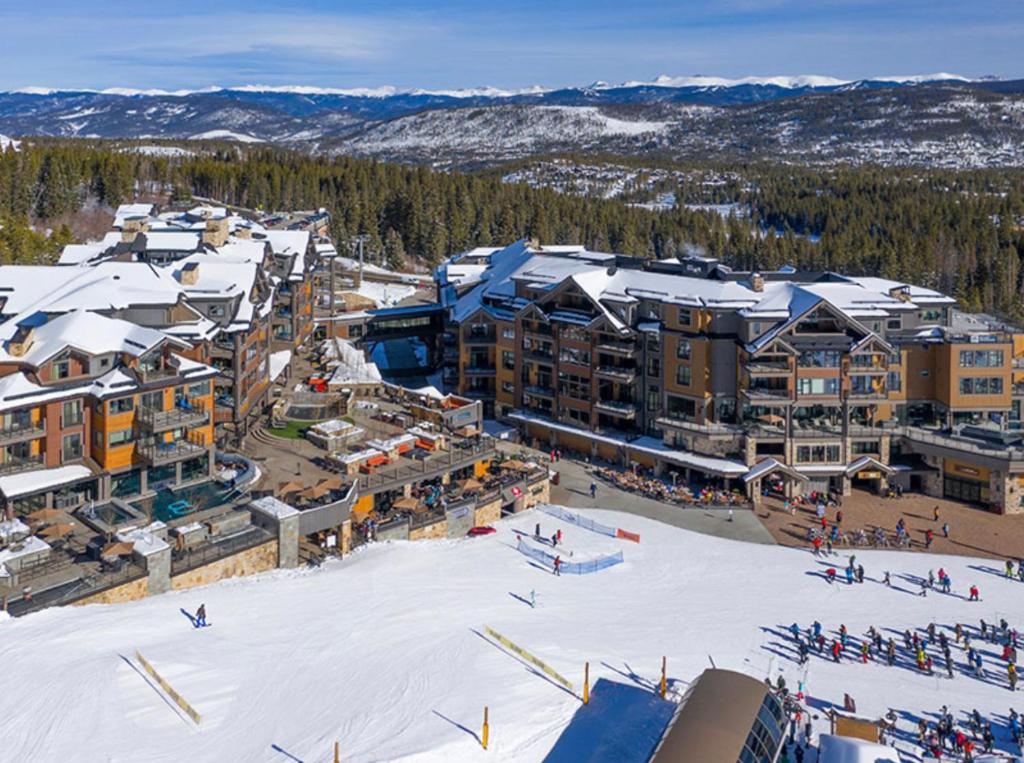 an aerial view of a ski resort in the snow at Suite residence at Grand Colorado on Peak 8 in Breckenridge