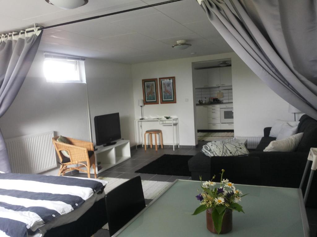 Kuchyň nebo kuchyňský kout v ubytování Lägenhet Lillisgården