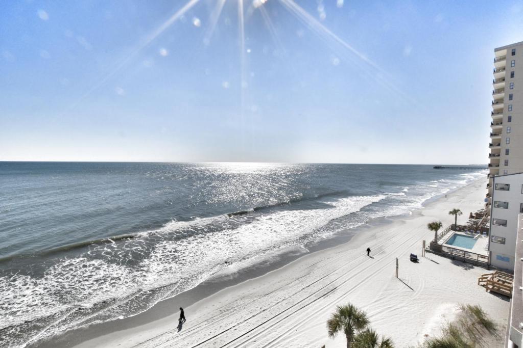a view of the beach from a building at 0611 Waters Edge Resort condo in Myrtle Beach