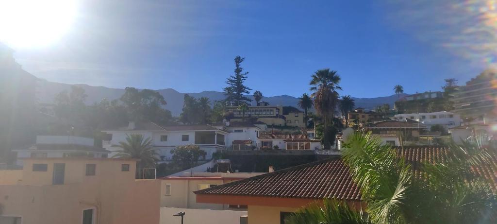 uitzicht op een stad met huizen en palmbomen bij Localización inmejorable con garaje incluido in Puerto de la Cruz