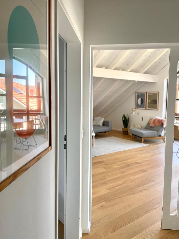 Postel nebo postele na pokoji v ubytování Gemütliches Loft
