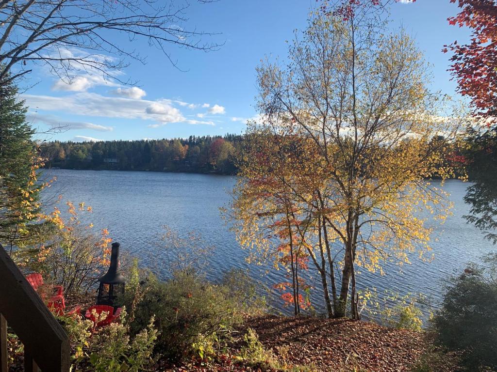 - une vue sur un lac à l'automne dans l'établissement Chalet plein air, à Saint-Raymond