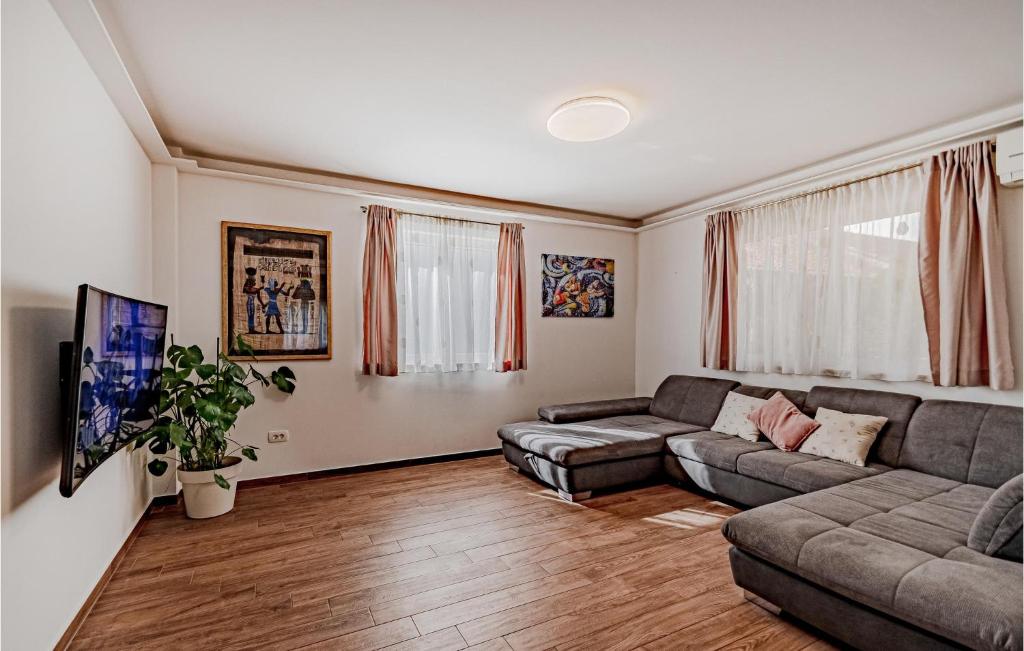 a living room with a couch and a tv at Nice Apartment In Zuljana With Wi-fi in Žuljana