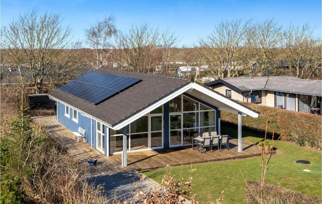 an overhead view of a house with solar panels on the roof at Stunning Home In Esbjerg V With Kitchen in Esbjerg