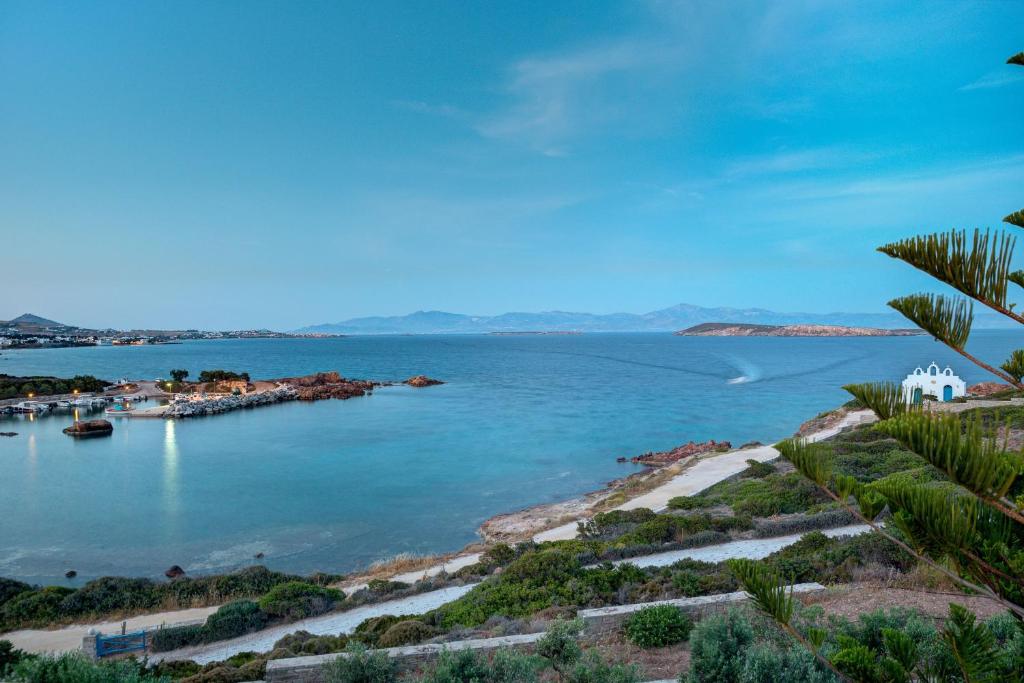 a view of a body of water with a harbor at Martineli Residence - A Beachfront Estate in Drios
