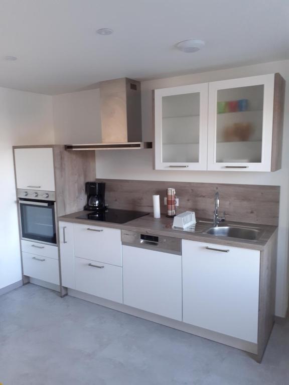 Kuchyň nebo kuchyňský kout v ubytování Appartement double