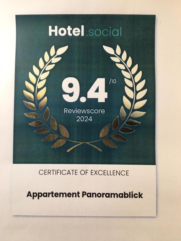 Certifikát, ocenenie alebo iný dokument vystavený v ubytovaní Appartement Panoramablick