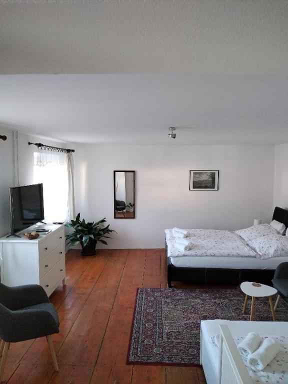 Postel nebo postele na pokoji v ubytování Apartman Modry dum