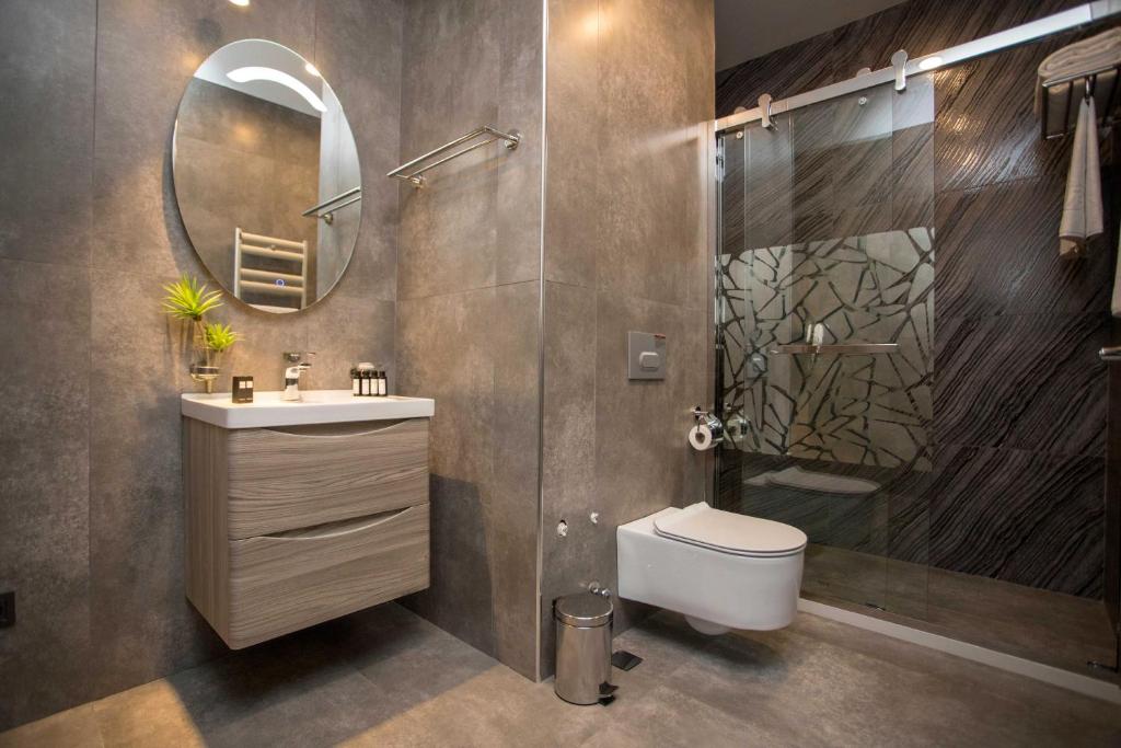 Koupelna v ubytování Gumbati Apart Hotel