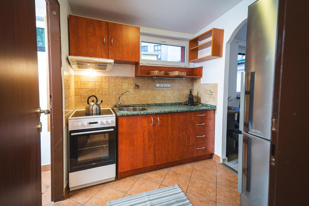 Kuchyň nebo kuchyňský kout v ubytování Apartmány v Podzámčí