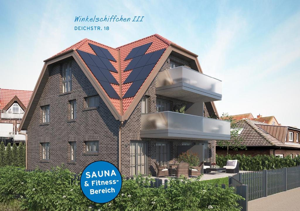 a rendering of a house with a solar roof at Winkelschiffchen III mit Sauna in Juist