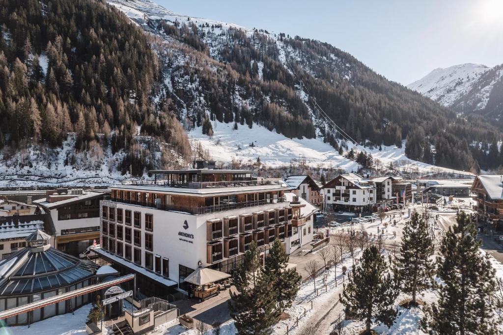 an aerial view of a ski resort in the mountains at Anthony's Life&Style Hotel in Sankt Anton am Arlberg