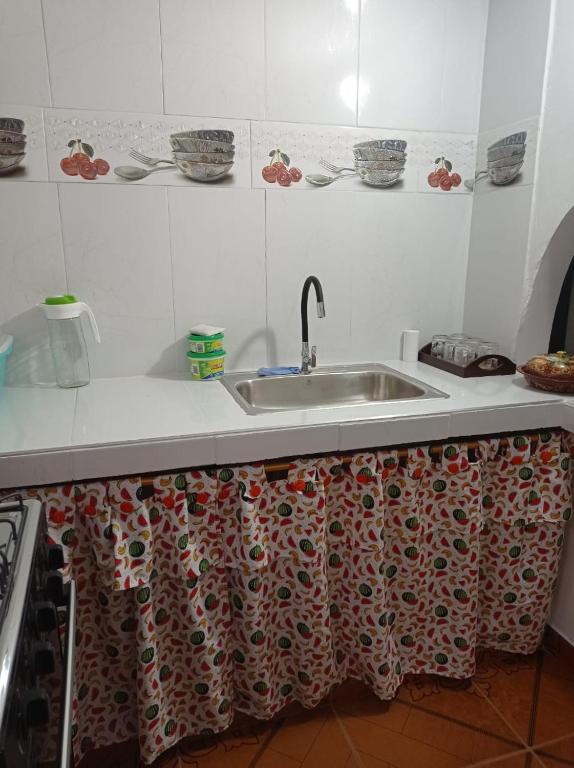 kuchnia ze zlewem i blatem w obiekcie Casa flora w mieście Circasia