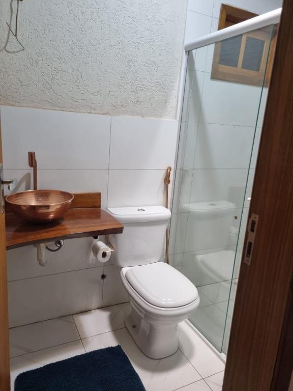 Koupelna v ubytování Chalé da Mata