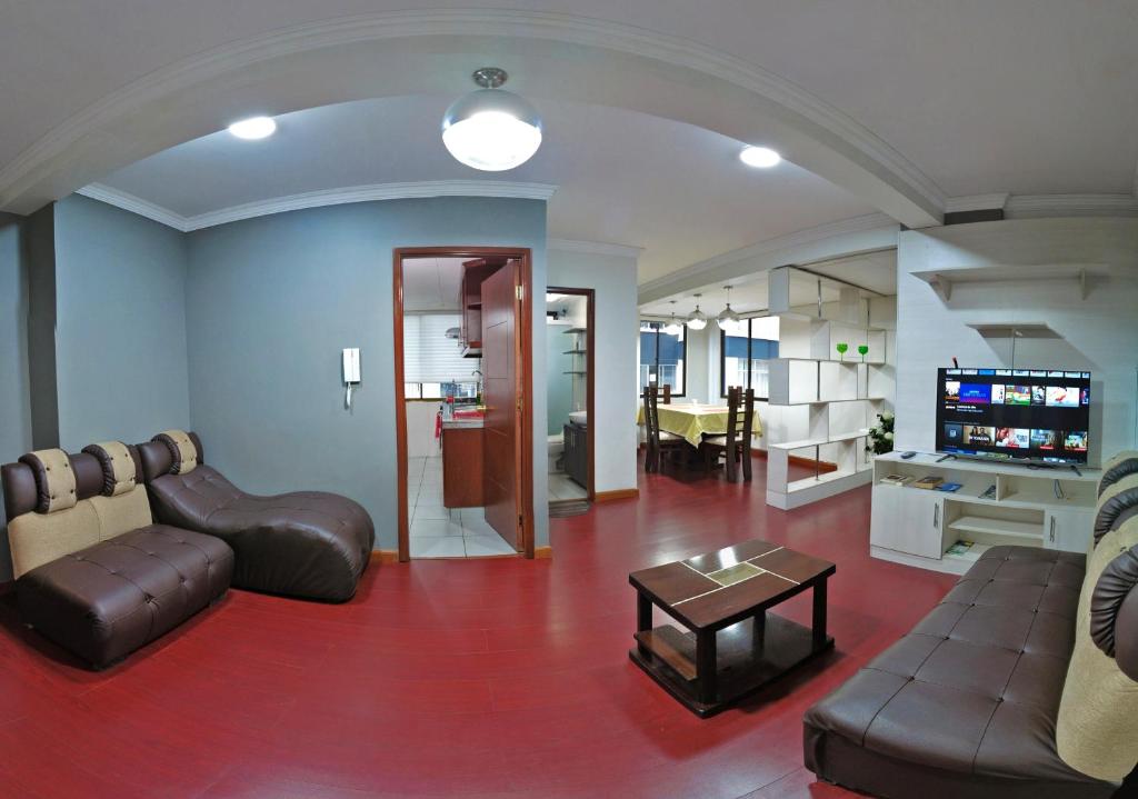 Ruang duduk di Elegante y Funcional Apartamento en zona comercial de Sopocachi