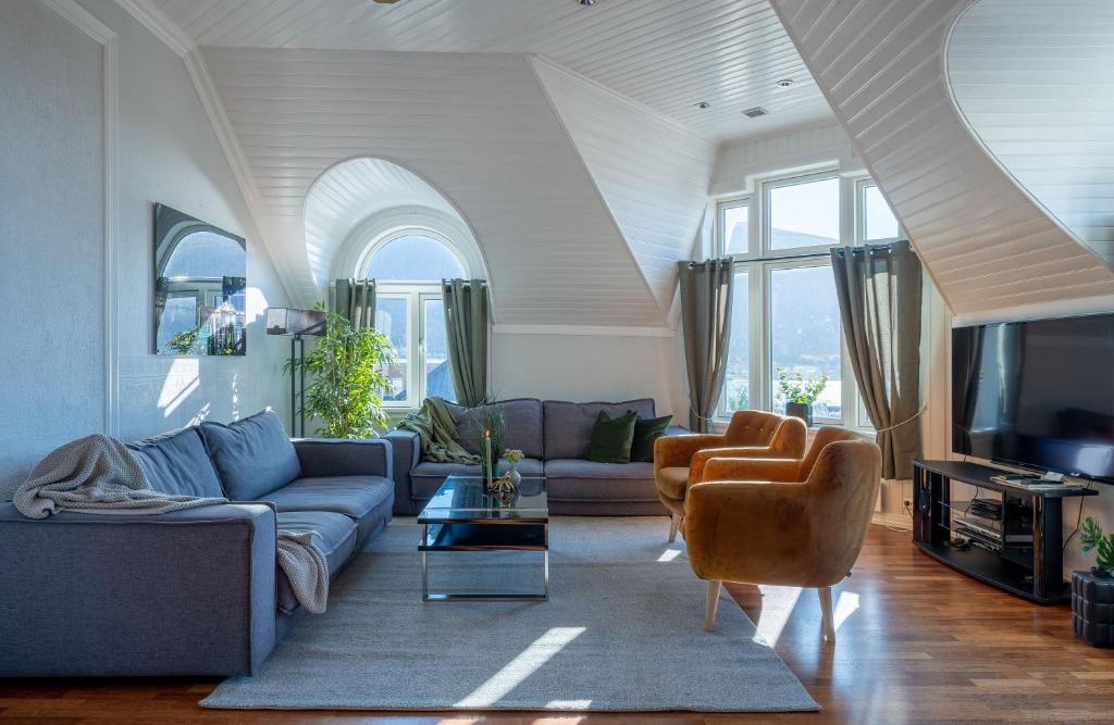 Posezení v ubytování Enter Tromsø - Exclusive 4 Bedroom Villa