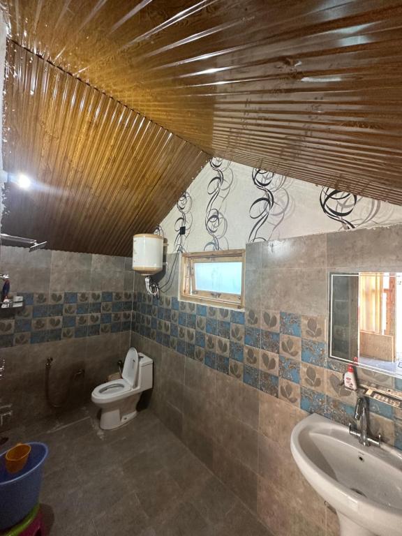 a bathroom with a toilet and a sink at The Aisling House in Kasol