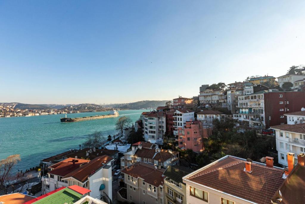 a view of a city and the water at Flat with Bosphorus View near Shore in Sariyer in Istanbul