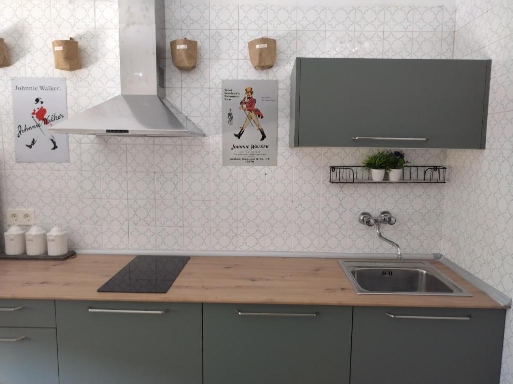 a kitchen with a sink and a counter top at CASA ANTONIO Y GABI Ruta de los dinosaurios in Igea