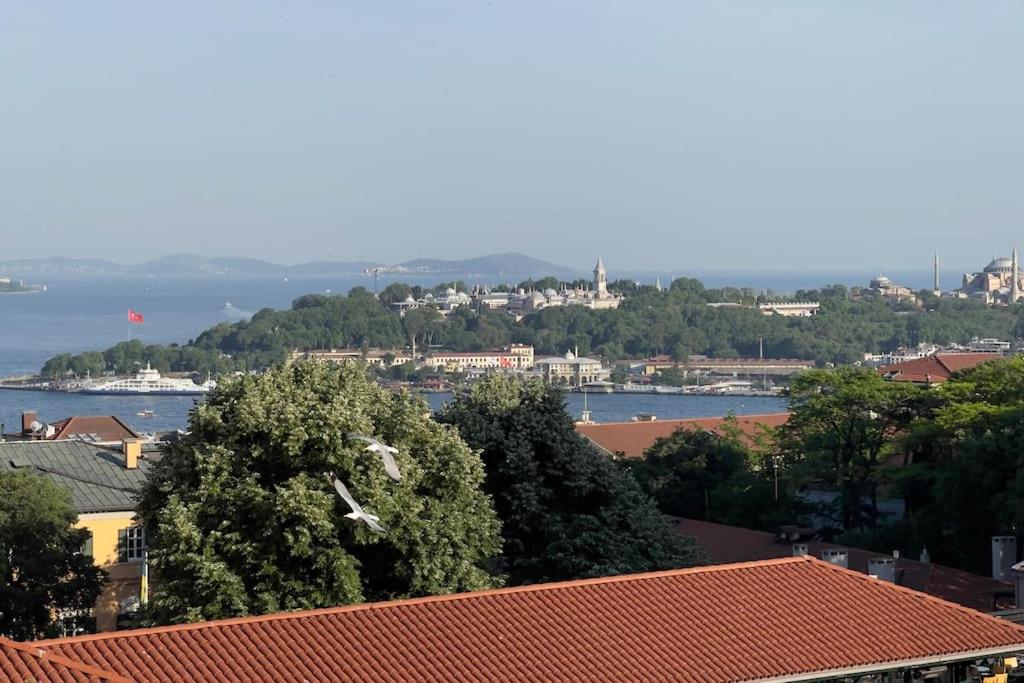 a view of a city with trees and the water at Private Studio Loft w. Bosphorus view near Galata in Istanbul