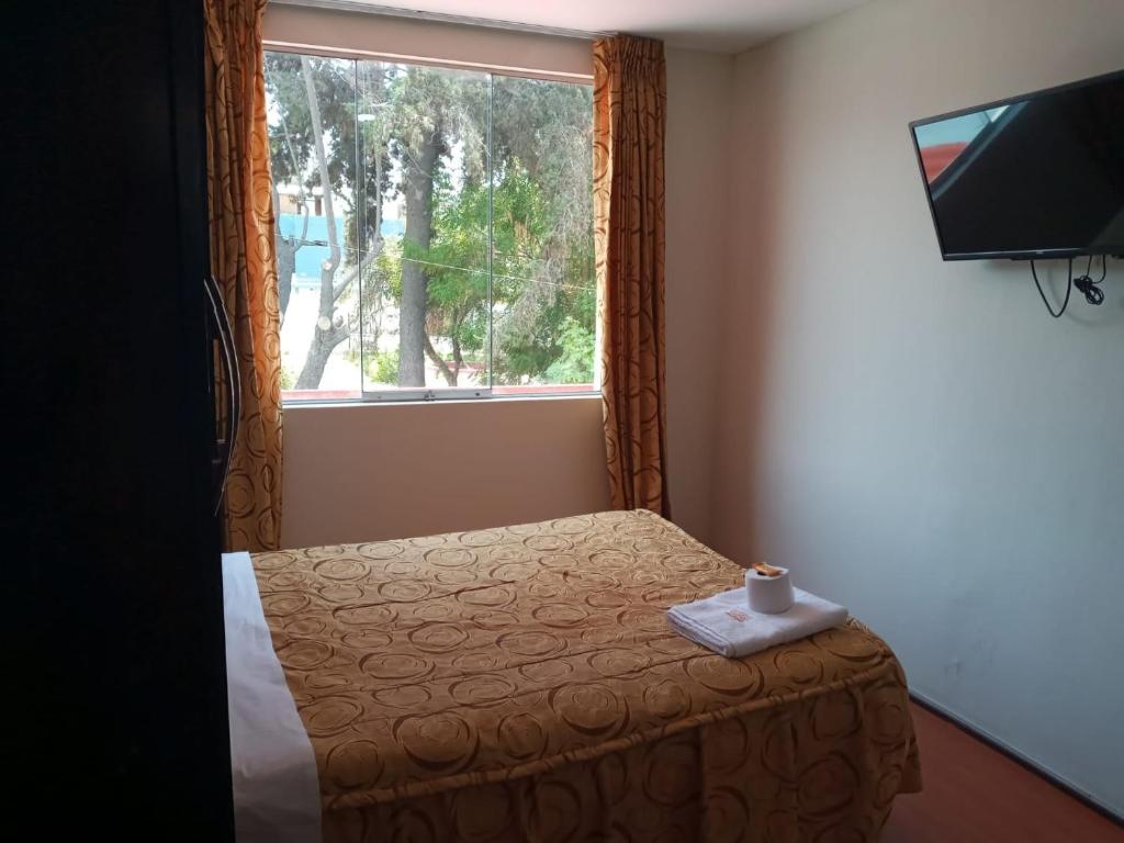 una camera con letto e finestra di HOSPEDAJE AREQUIPA ANDINO ad Arequipa