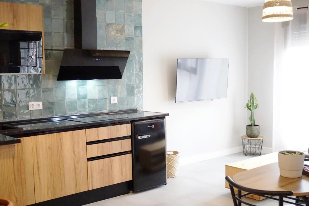 Kuchyň nebo kuchyňský kout v ubytování Apartamentos Los Flamencos