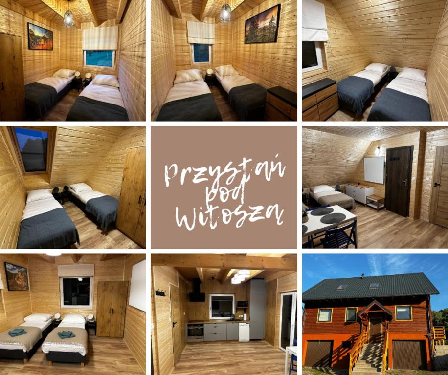 a collage of pictures of a tiny house at Apartamenty pod Witoszą in Staniszów