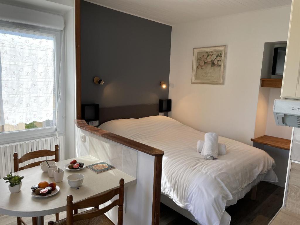 Tempat tidur dalam kamar di Studio Aix-les-Bains, 1 pièce, 2 personnes - FR-1-617-24