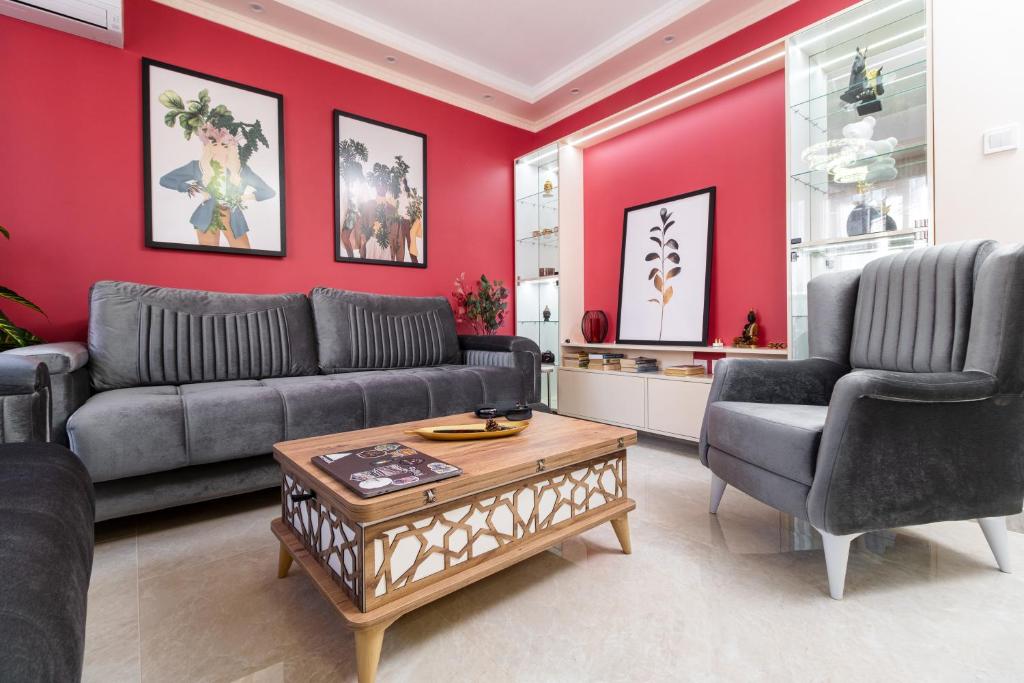 Posezení v ubytování Modern & Elegant City Center Apartments