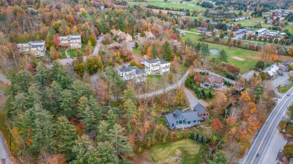 an aerial view of a home in the forest at Mountainside at Stowe in Stowe