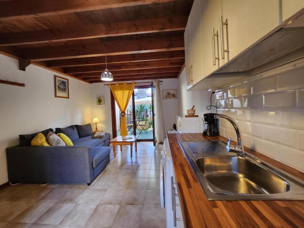 a kitchen and living room with a couch and a sink at Paraiso 46 in Parque Holandes