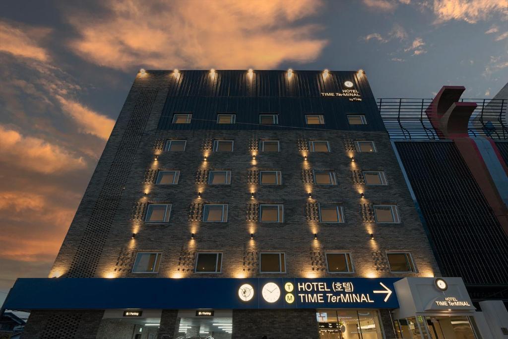 a tall building with lights on top of it at Hotel TimeTerminal by Annk in Daejeon