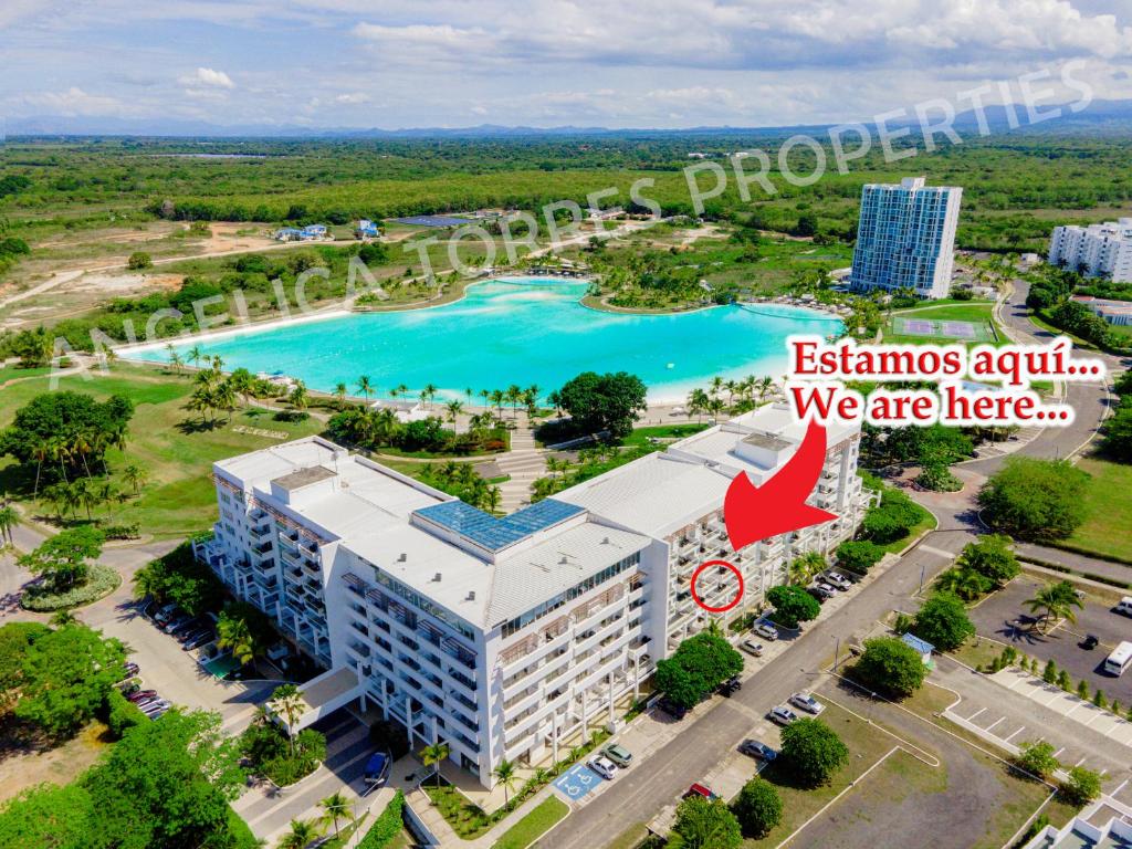 an aerial view of the apartment building at Hermoso estudio con vista al mar en el Town Center de Playa Blanca Panamá in Playa Blanca