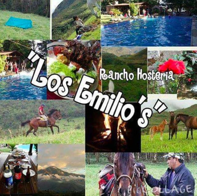 eine Collage von Bildern von Menschen und Pferden in einer Collage in der Unterkunft Rancho los Emilios in Alausí