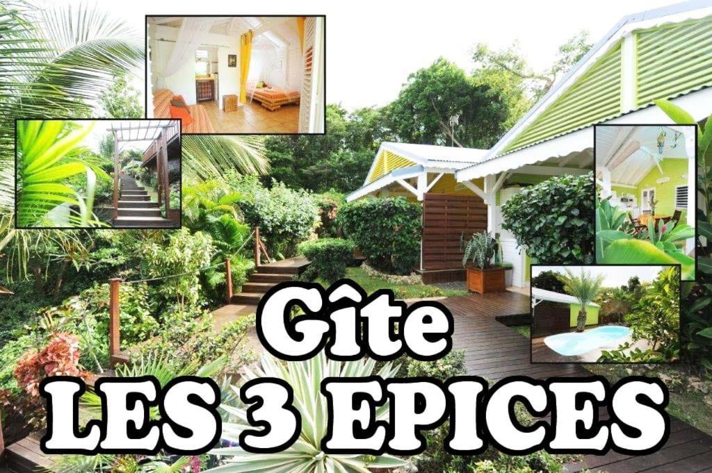a collage of pictures of a house with the words less expenses at Les 3 épices in Le Gosier