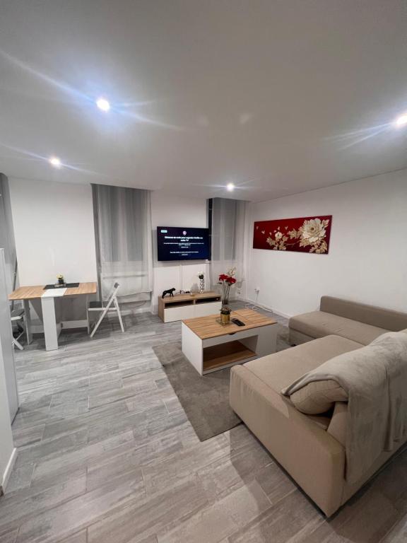 - un salon avec un canapé et une télévision dans l'établissement Studio 2prs Tout Equipé Et Neuf, à Marseille