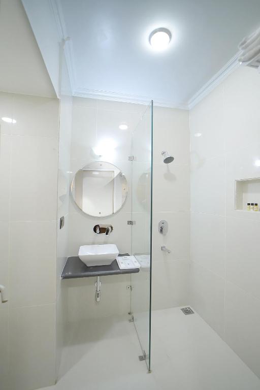 Koupelna v ubytování Hotel Ganga Ratan
