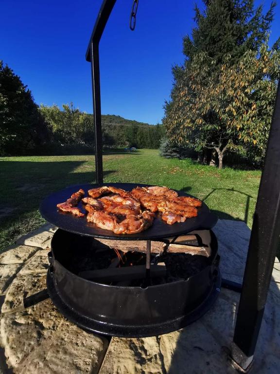grill z mnóstwem jedzenia w obiekcie Nekézseny Gyöngye Vendégház w mieście Nekézseny