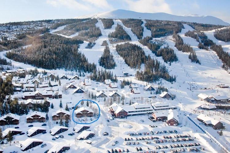 an aerial view of a ski resort covered in snow at Solbjørnlia Apartments in Trysil