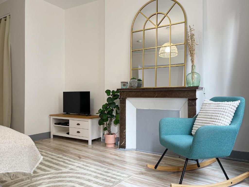 TV a/nebo společenská místnost v ubytování Charme Historique de Beauvoir au Cœur de Blois