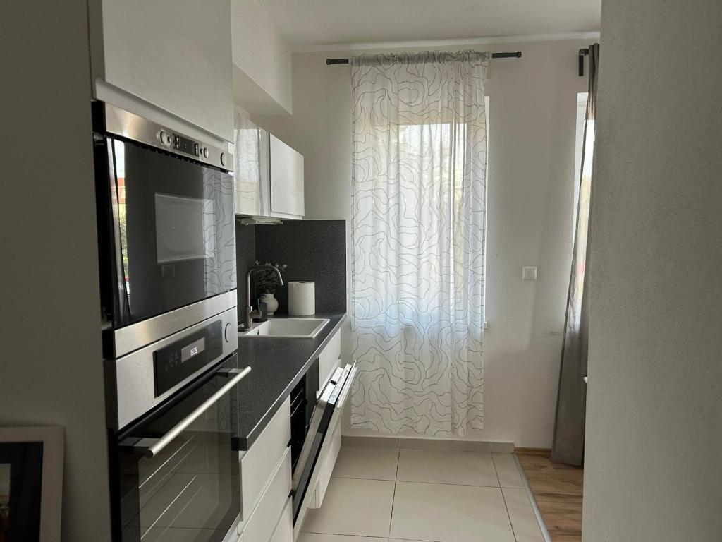 Kuchyň nebo kuchyňský kout v ubytování Apartmán "DUNAJ" private parking - klimatizácia