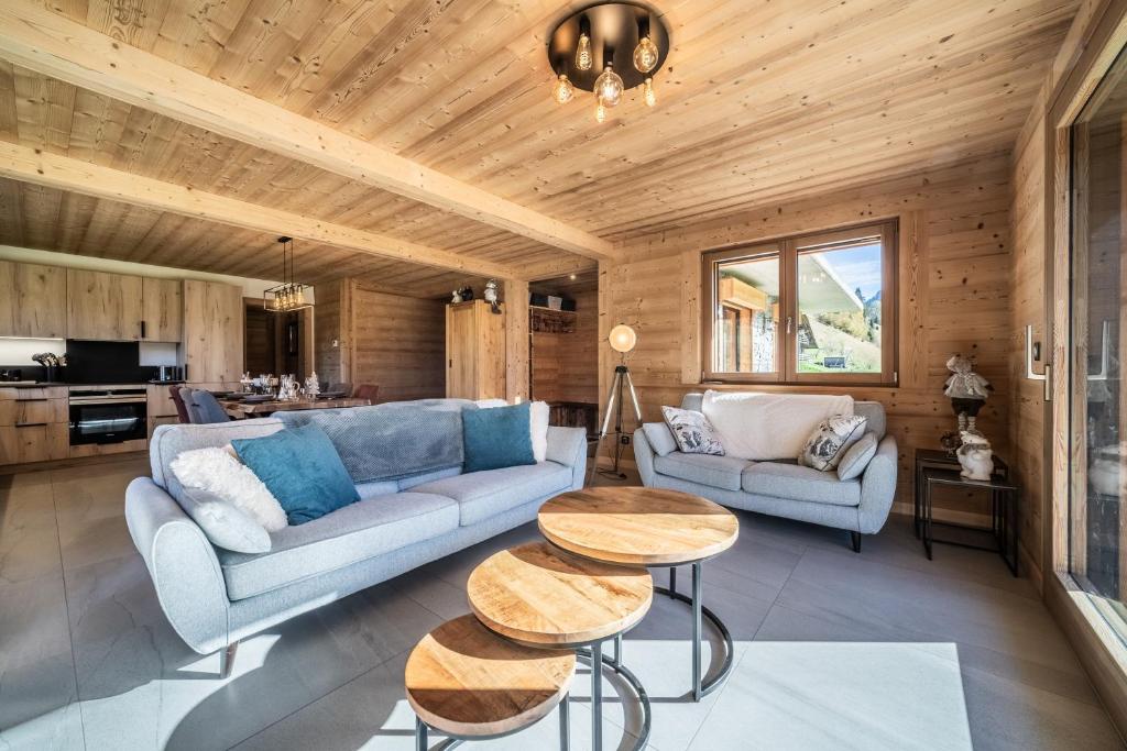 Posezení v ubytování Le Chalet des Praz